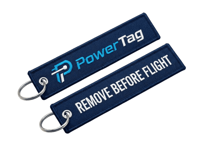 Blue personalized embroidered keychains